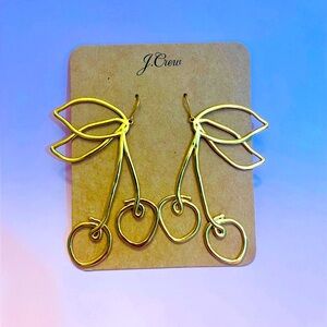 J. Crew Gold Leaf and Cherry Earrings